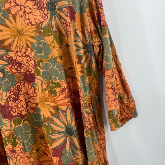 C.MC. BY COLOR ME COTTON Top SZ Medium Made in USA Lagenlook Floral Flowy Shirt - Picture 10 of 11